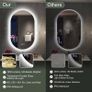 Oval Bluetooth Bathroom Mirror with LED Lights 600x1000mm, Anti-Fog, LED Bathroom Mirror with Memory, 3000K-6500K, Dimmable, HD Tempered Glass, IP44 Waterproof Image 4