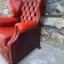 Vintage Oxblood Chesterfield Style Leather Wingback Armchair. Image 9