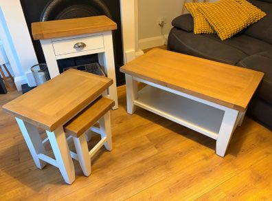 coffee table, nest of tables and console table