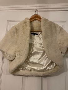 Coast Cream Faux Fur 3/4 Length Bolero - Size M/L