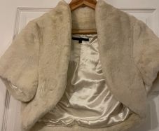 Coast Cream Faux Fur 3/4 Length Bolero - Size M/L