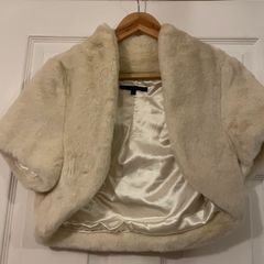 Coast Cream Faux Fur 3/4 Length Bolero - Size M/L