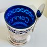 Vintage Queen Anne Silver Plated Coffee Pot Coffee Server Blue Glass Insert Image 4