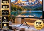 Tripod Projector Screen with Stand 110inch 16:9 4K HD Projection Screen Stand Wrinkle-Free Height Adjustable Portable Screen for Projector Indoor & Outdoor for Movie, Home Cinema, Gaming, Office