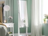 Jewellery cabinet white jewelry cabinet, mirror cabinet standing, with 2 separate make-up organizers, frameless full-length mirror, lockable, for chains, earrings, make-up, white