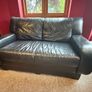 DFS Black Leather Sofa Suite 3 Seater, 2 Seater, Armchair & Footstool Image 3