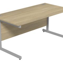 New Straight Office Desk with Cantilever Legs W1400 x D800mm - Urban Oak