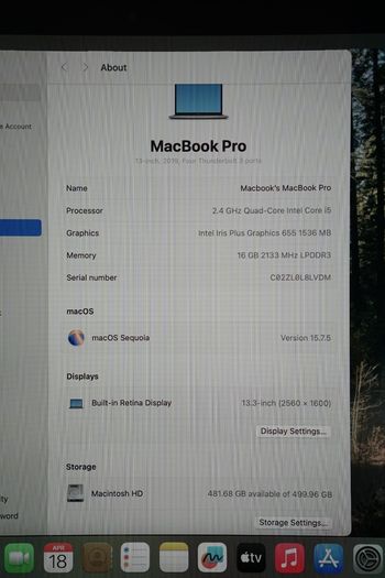 Apple MacBook Pro 13" (2019) | i5 2.4GHz | 16GB RAM | 4x Thunderbolt