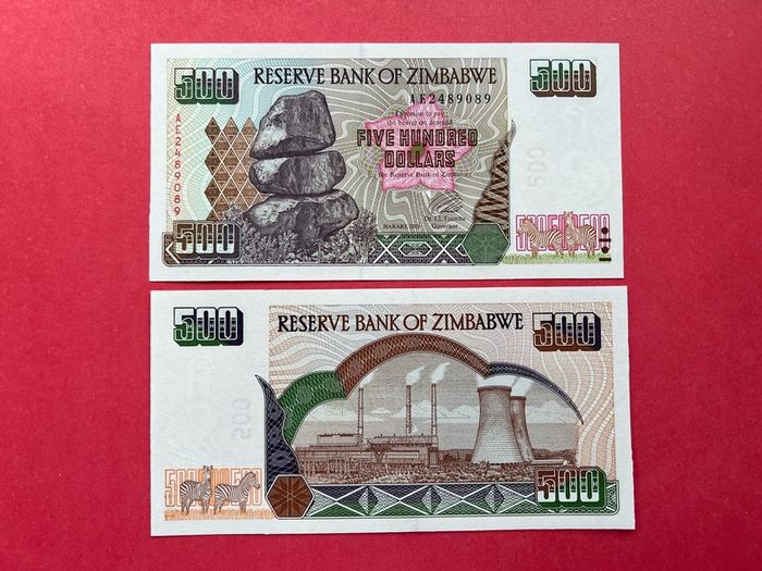 Zimbabwe  500 Dollars  Harare  2001.  VERIFIED UNDER UV LIGHT   (uncirculated ) Pick  11a.