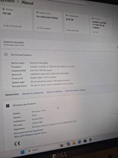 HP Prodesk 400 G4 SFF,i5 7th gen,8gb,128ssd,Windows 11