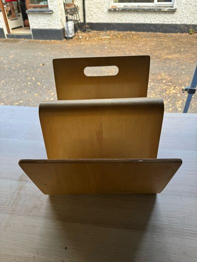 Mid-Century Style Bent Plywood Magazine Rack/Vinyl Holder