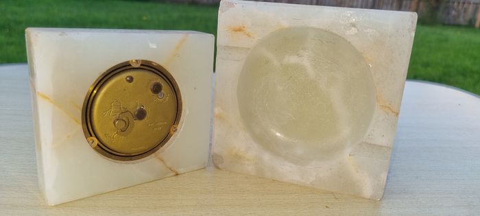 Vintage marble clock and ashtray