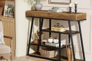 Industrial Narrow Console Table, 4-Tier with Storage Space