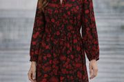Gorgeous Ladies Red Floral Dress: Size 12