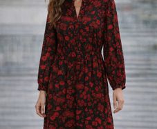 Gorgeous Ladies Red Floral Dress: Size 12