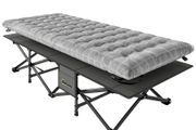 Camping Cot with Soft Pad, 80cm Extra Wide Folding Cots with Side Pocket and Carry Bag, Grey