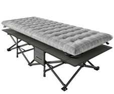 Camping Cot with Soft Pad, 80cm Extra Wide Folding Cots with Side Pocket and Carry Bag, Grey