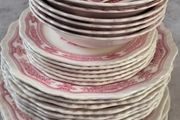 Vintage Masons Manchu Pink Red Ironstone Service 31 Pieces Mint Condition