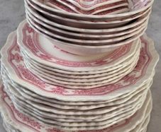 Vintage Masons Manchu Pink Red Ironstone Service 31 Pieces Mint Condition