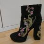 embroidered suede and leather platform ankle boot size 7 Image 6