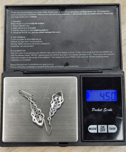 Sterling Silver 925 Celtic Knotwork Openwork Drop Earrings 4.5g