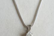 Vintage Sterling Silver CZ Crystal Teardrop Pendant Snake Necklace length 19" - 5,4g