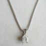 Vintage Sterling Silver CZ Crystal Teardrop Pendant Snake Necklace length 19" - 5,4g Image 3