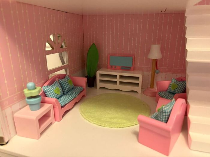 Wooden Dolls House, Car and Playground Set