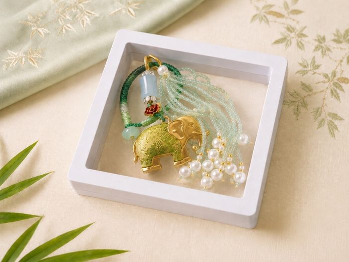Handmade Chinese Style Elephant Key Chain / Bag Charm