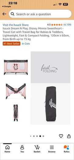 Hauck Minnie Mouse Travel Cot