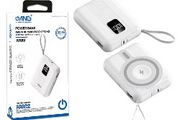 10000mAh Power Bank With Magnetic Wireless Charging &amp; Built-In Cables