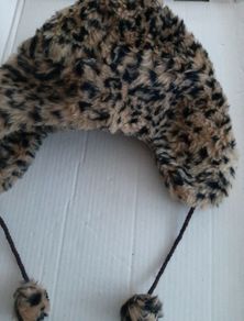 Fur hat new leopard print adult