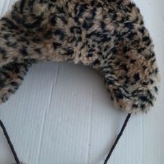 Fur hat new leopard print adult