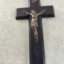 Religious French catholic wooden Cross with Thorns crucifix pendant cross of acacia Image 4
