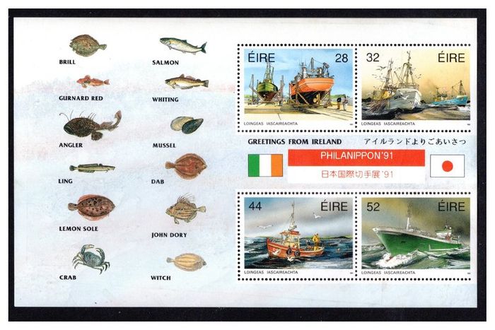 1991 Ireland PhilaNippon '91 Commemorative Stamps Booklet Pane Exhibition Souvenir Mint Never Hinged (MNH)