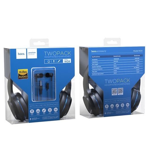 Brand New Hoco W24 Enlighten Wired 2in1 Earphones & Headphones With Mic.
