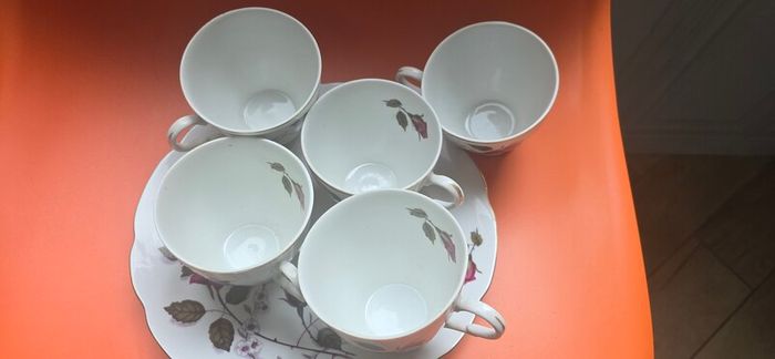 18 Piece Incomplete Cmielow porcelain Teaset made in Poland Vintage 50s 60s Old Rose Design Teaset HTF
