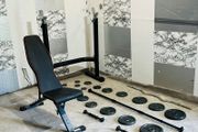 Adjustable Rack Bench Cast Iron Weights Barbell Dumbbells