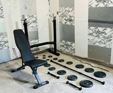 Adjustable Rack Bench Cast Iron Weights Barbell Dumbbells