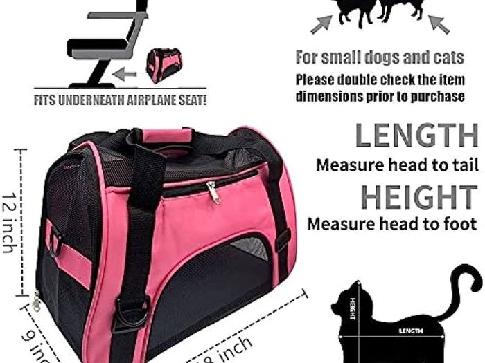 Pet Carrier Bag, Airline Approved Duffle Bags, Pet Travel Portable Bag Home for Little Dogs, Cats and Puppies, Small Animals (M, Pink) (FREE SHIPPING)