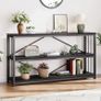 Console Table, Modern Entryway Tables for Hallway Living Room, Industrial Sofa Table Behind Couch, Farmhouse Wooden Metal Entry Tables for Foyer with 3-Tier Storage Shelves, Black Oak, 140cm Image 5