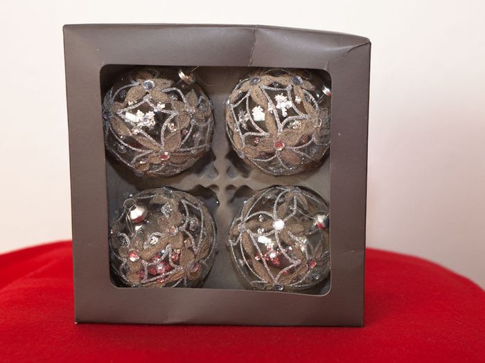 4 X Christmas Tree Decorations with Glitter
