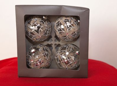 4 X Christmas Tree Decorations with Glitter