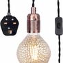 Pendant Light Fitting with Plug-in, Vintage Style Hanging Light KIT E27 Lamp Holder,4500MM Braided Twisted Cable with On/Off Switch (MULTIPLE STYLES) Image 5