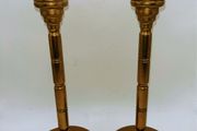 vintage pair of solid brass candle holders
