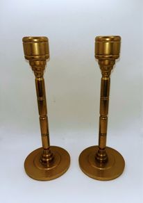 vintage pair of solid brass candle holders