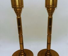 vintage pair of solid brass candle holders