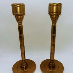vintage pair of solid brass candle holders