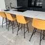 Set of 4 Mustard Velvet Bar Stools Image 2
