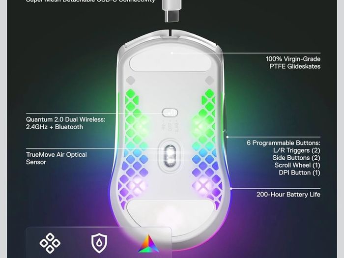 SteelSeries Aerox 3 Wireless mouse (Gen 1 - snow)